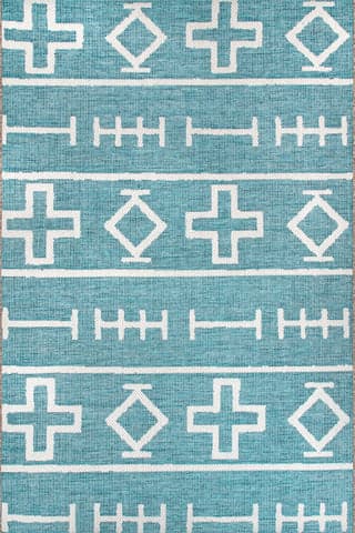 Isolated view of Aqua Rectangle Symbols Indoor/Outdoor Rug, showcasing its design