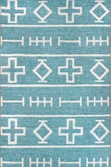 Isolated view of Aqua Rectangle Symbols Indoor/Outdoor Rug, showcasing its design