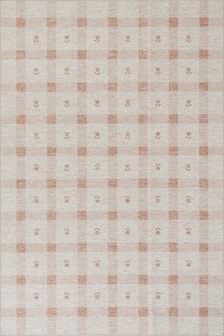 Gingham Machine Washable Rug | Blush