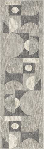Isolated view of Dark Grey Runner Salia Renewed Moons Rug, showcasing its design