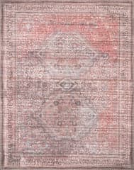 Isolated view of Grey Rectangle Marjorie Medallion Washable Rug, showcasing its design