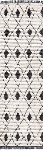 Isolated view of Beige Runner Harlequin Trellis Tasseled Rug, showcasing its design