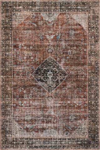 Isolated view of Rust Rectangle Ottilie Medallion Traditional Rug, showcasing its design