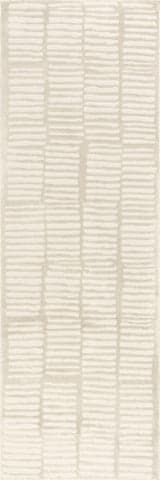 Isolated view of Cream Runner Cranbury Plush Textured Washable Rug, showcasing its design
