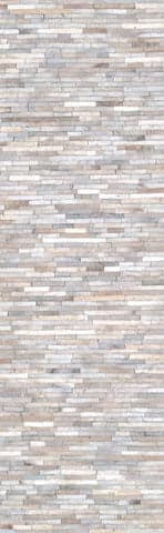 Isolated view of Beige Runner Cow Hide Patchwork II Rug, showcasing its design