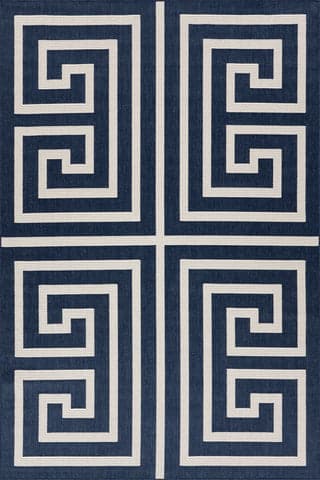 Isolated view of Navy Rectangle Celestia Contemporary Geometric Indoor/Outdoor Rug, showcasing its design