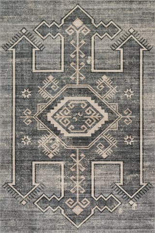 Isolated view of Grey Runner Sagebrush Geometric Spill Proof Washable Rug, showcasing its design