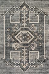 Isolated view of Grey Runner Sagebrush Geometric Spill Proof Washable Rug, showcasing its design