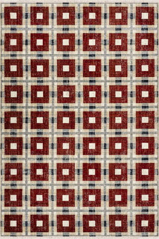 Isolated view of Red Rectangle Sorelle Modern Plaid Rug, showcasing its design