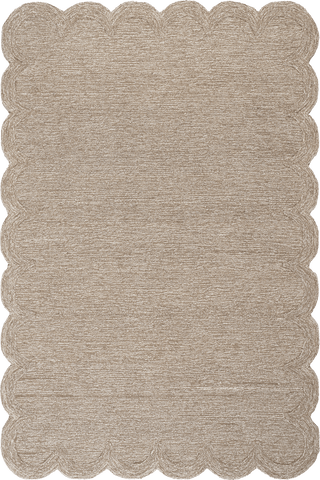 Isolated view of Oatmeal Rectangle Broaun Solid Bordered Rug, showcasing its design