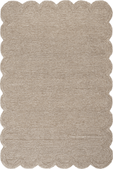 Isolated view of Oatmeal Rectangle Broaun Solid Bordered Rug, showcasing its design