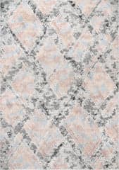 Isolated view of Light Grey Rectangle Crosshatched Lattice Rug, showcasing its design