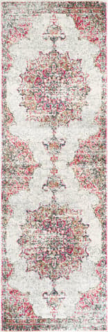 Isolated view of Pink Runner Sunny Wildflower Medallion Rug, showcasing its design