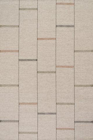 Isolated view of Beige Rectangle Shiloh Bohemian Striped Wool Rug, showcasing its design