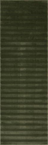 Isolated view of Green Runner Syra Striped Plush Textured Washable Rug, showcasing its design