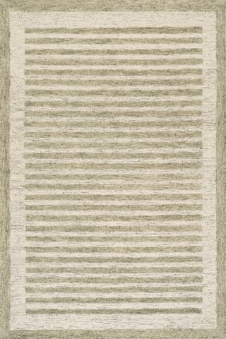 Isolated view of Sage Green Rectangle Caly Modern Bordered Wool Rug, showcasing its design
