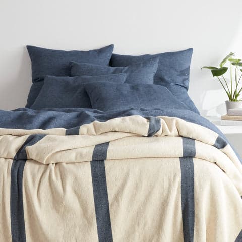 Magnolia Stripe Blanket | Navy