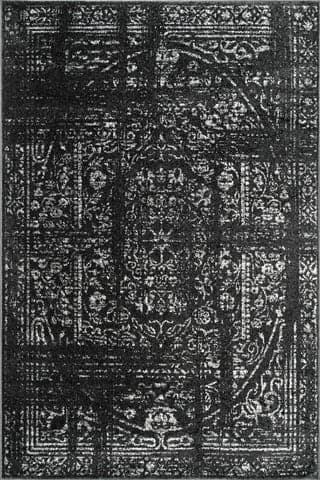 Isolated view of Black Square Ring Around The Rosette Rug, showcasing its design
