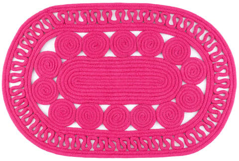 Reef Handwoven Indoor/Outdoor Oval Rug | Fuchsia