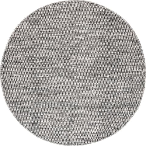 Isolated view of Grey Round Cotton Solid Flatweave Rug, showcasing its design