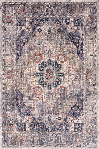 Isolated view of Navy Rectangle Maud Traditional Vintage Rug, showcasing its design