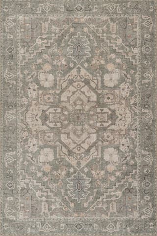 Isolated view of Sage Rectangle Luda Vintage & Distressed Washable Rug, showcasing its design