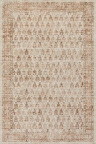 Isolated view of Peach Rectangle Cise Traditional Bordered Rug, showcasing its design