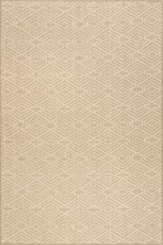 Isolated view of Natural Rectangle Verna Geometric Wool-Blend Rug, showcasing its design