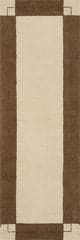 Isolated view of Brown Runner Caligo Mid Century Modern Bordered Rug, showcasing its design