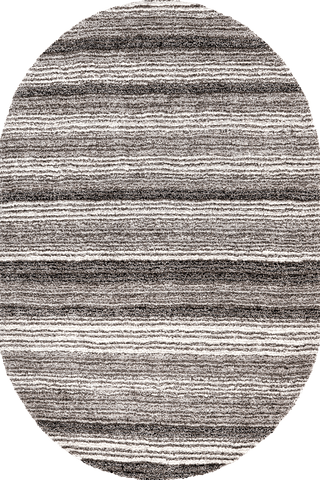 Isolated view of Grey Multicolor Oval Striped Shaggy Rug, showcasing its design