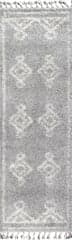 Isolated view of Grey Runner Moroccan Diamond Drop Tassel Rug, showcasing its design