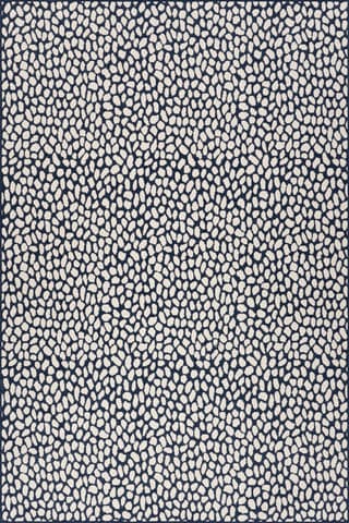 Isolated view of Navy Rectangle Lindra Modern Animal Print Indoor/Outdoor Rug, showcasing its design