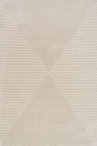 Isolated view of Cream/Grey Rectangle Serentha Diamond Plush Textured Washable Rug, showcasing its design