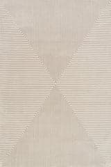 Isolated view of Cream/Grey Rectangle Serentha Diamond Plush Textured Washable Rug, showcasing its design
