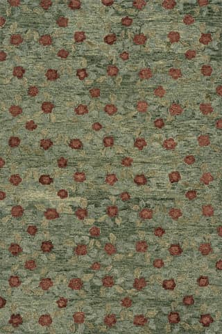 Genevive Modern Floral Wool Rug | Green