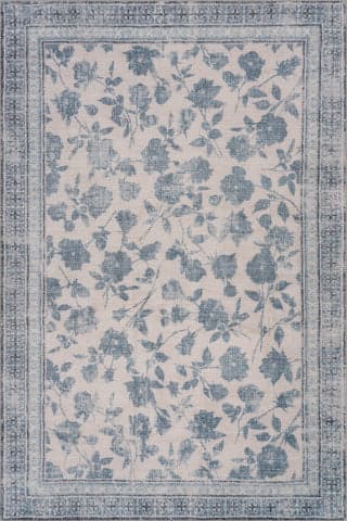 Isolated view of Teal Rectangle Boscage Floral Washable Rug, showcasing its design
