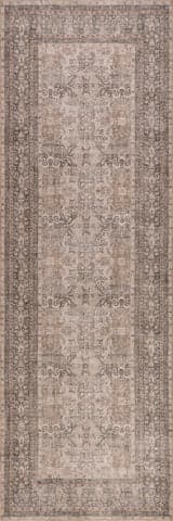 Isolated view of Dark Beige Runner Avalon Antiqued Jute-Blend Rug, showcasing its design