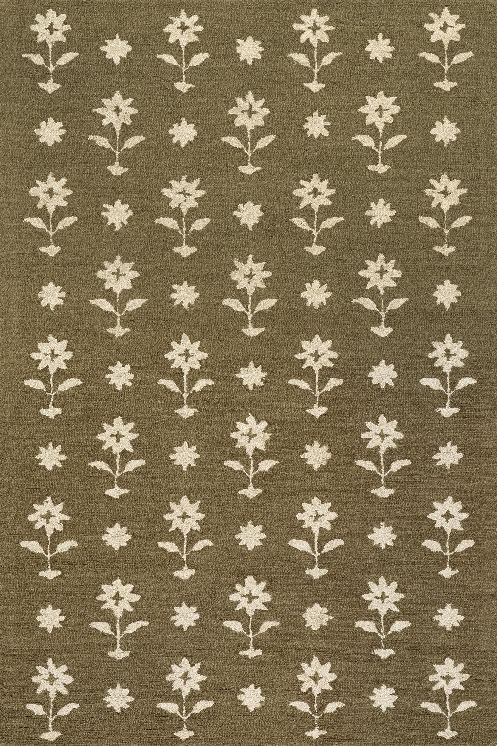 Ella Wool Rug | Olive Green | 6x9