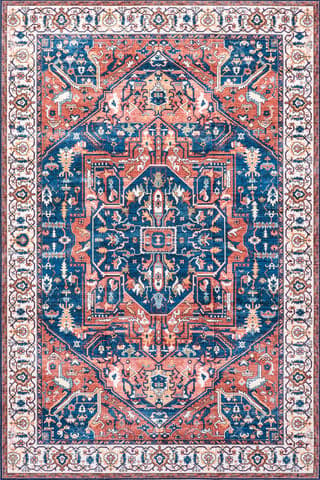 Isolated view of Rust Rectangle Atrium Medallion Washable Rug, showcasing its design