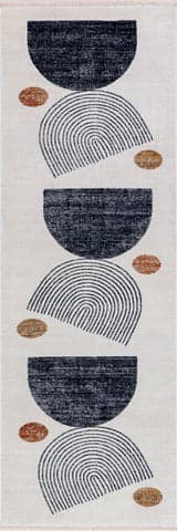 Isolated view of Beige Runner Yulissa Contemporary Rainbow Rug, showcasing its design
