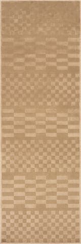Isolated view of Sand Runner Vira Checkered Plush Textured Washable Rug, showcasing its design