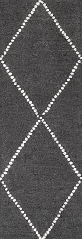 Isolated view of Charcoal Runner Dotted Diamond Trellis Nursery Rug, showcasing its design