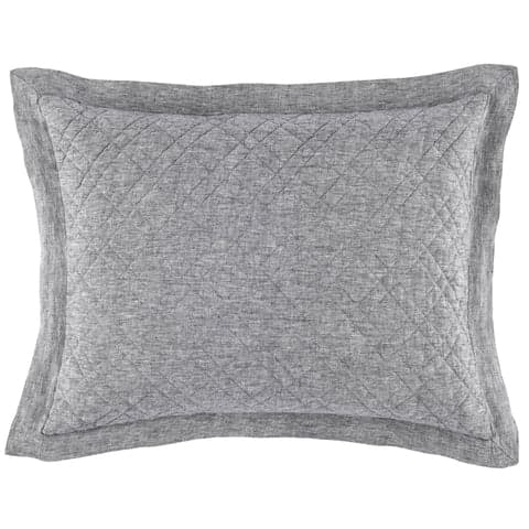 Washed Linen Quilted Sham | Black