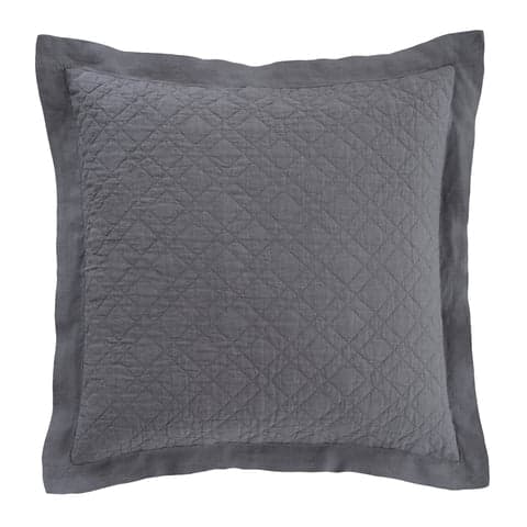 Washed Linen Quilted Sham | Grey