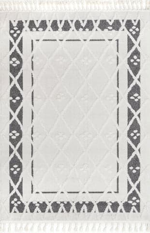 Isolated view of Beige Rectangle Isabel Trellis Textured Rug, showcasing its design