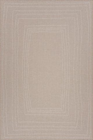 Isolated view of Natural Rectangle Nellia Bohemian Bordered Indoor/Outdoor Rug, showcasing its design