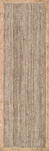 Isolated view of Grey Runner Jute Simple Border Rug, showcasing its design