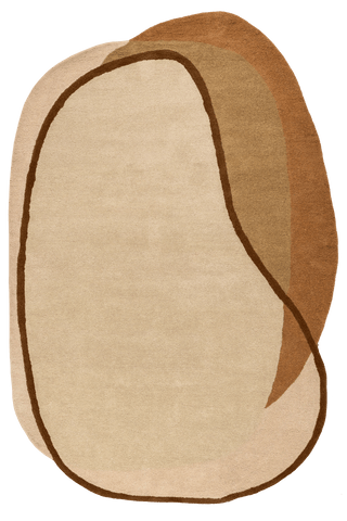 Isolated view of Beige Shaped Greenwich Abstract Wool Rug, showcasing its design