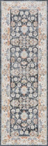Isolated view of Blue Runner Myla Floral Medallion Washable Rug, showcasing its design