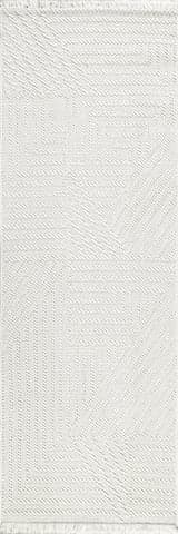 Isolated view of Off White Runner Sisile Zen Garden Tasseled Rug, showcasing its design
